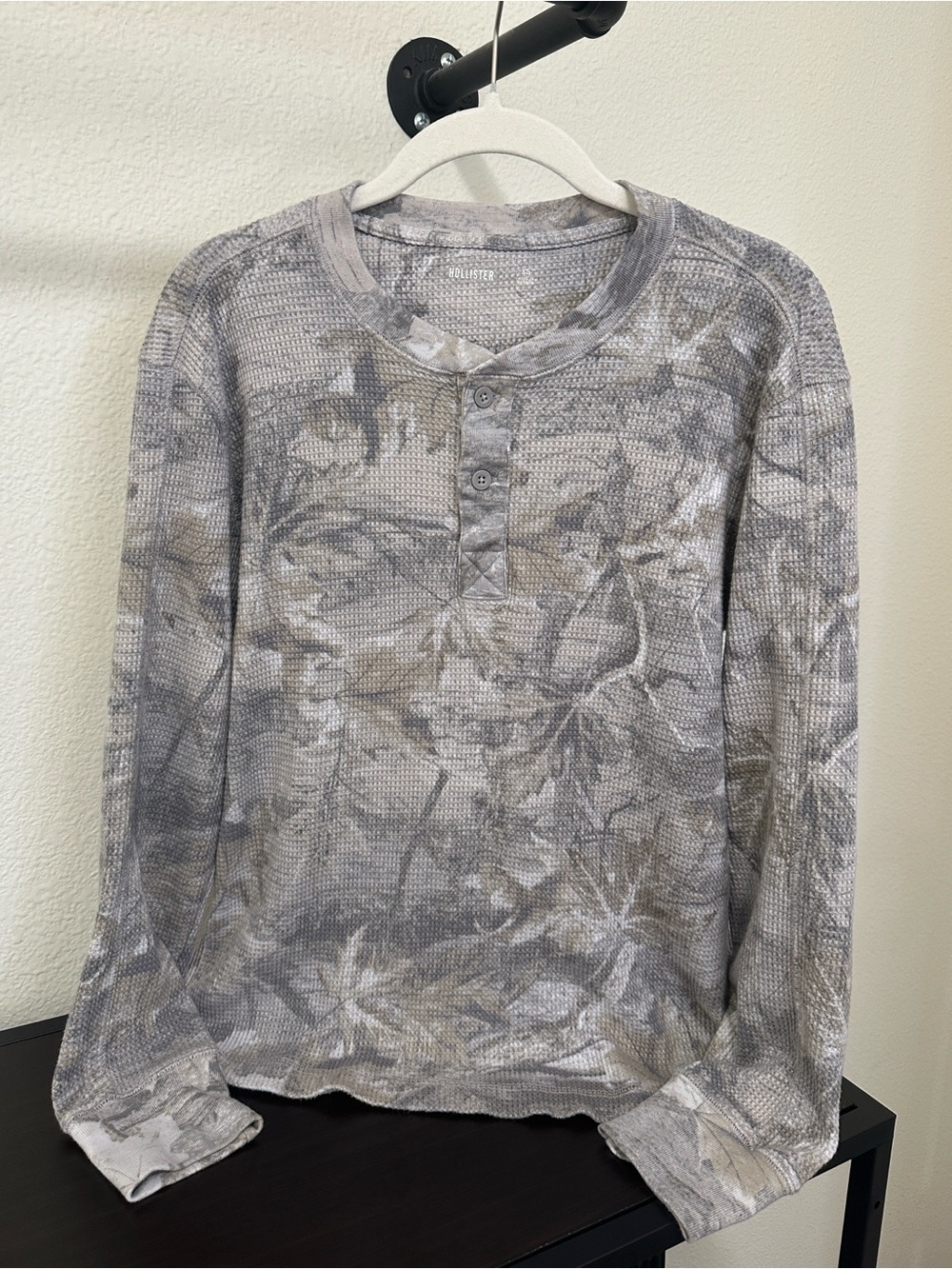 Hollister Camouflage Waffle Henley Long Sleeve
